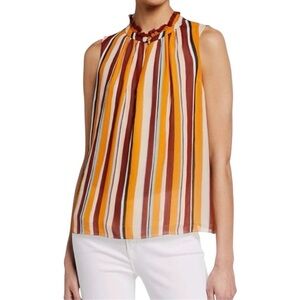 Frame Denim Silk Lined Multicolor Striped Blouse Size Medium
